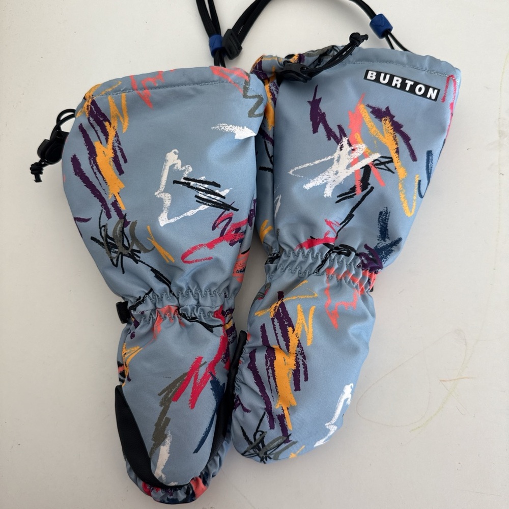 Burton Kids' Blue and Multicolor Patterned Mittens